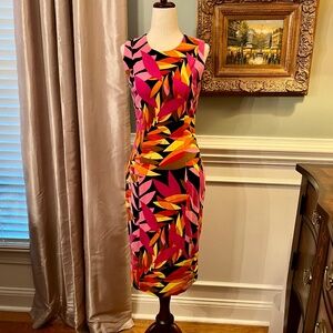 EUC Tori Richard Velvet Mod Print Sleeveless Sheath Dress w/ Stretch Size 6